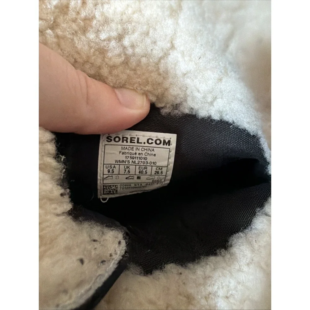 Sorel Women's Joan of Arctic Wedge Mid Shearling Boots Black Size 9.5 US